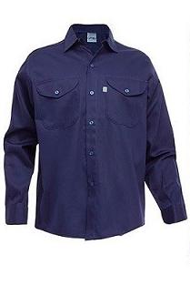Tela grafa, color azul marino Ombu Camisa de trabajo, azul marino